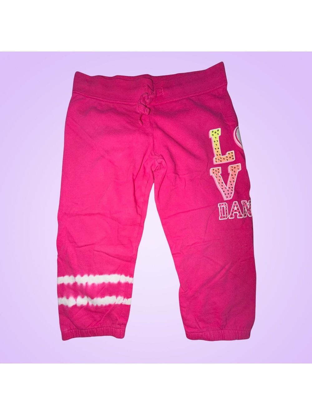 Justice Girls Pink Sweatpants Love Dance Rhinestone Size 10